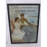 A James Buchanan & Co. Scotch Whisky Distillers pictorial showcard depicting a soldier with a lady