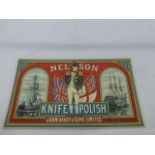 A Nelson Knife Polish pictorial showcard in excellent condition, 17 3/4 x 10".