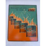 A Foliac Plastic Fire Cement pictorial showcard, 11 1/2 x 14 1/4".