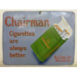 A Chairman Cigarettes pictorial packet enamel sign, bearing the name R.J. Lea Ltd., Manchester, 24 x