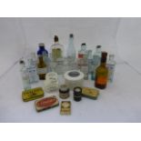 A selection of chemist related bottles, tins, jars etc.