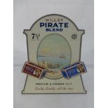 A Wills's Pirate Blend pictorial shaped showcard, 11 1/2 x 13 1/4".