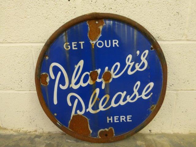 A Player's Please circular enamel sign, 23" diameter.