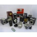 Yesterday's World Camera Shop - a box of assorted cameras to include Kodak Duralflex, Agfa 'Karat'