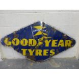 A Goodyear Tyres lozenge shaped enamel sign, 60 x 31 1/2".