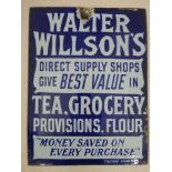 A Walter Willson's enamel sign advertising tea, grocery, provisions and flour, by Falkirk Iron Co. 9