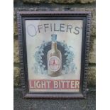 An oak framed and glazed Offilers' Light Bitter brewery showcard, 14 x 18".