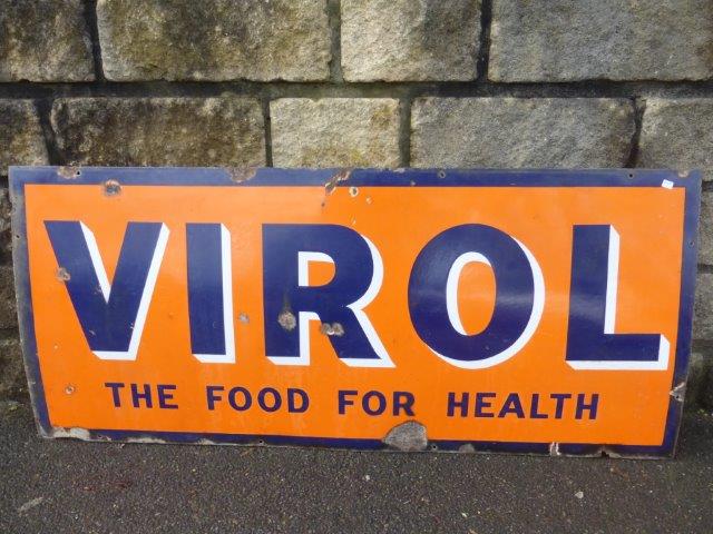 A Virol 'The Food for Health' rectangular enamel sign, 48 x 21".