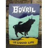 A rare Bovril 'is liquid life' enamel sign, with central image of a bull, with some restoration,
