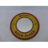 A Wills's Gold Flake tin advertising mirror, 8" diameter.