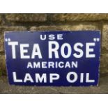 A ''Tea Rose'' American Lamp Oil rectangular enamel sign, 20 x 12".