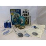 A Meccano Clock Kit 2 with chimes, original box and instructions, partially made.
