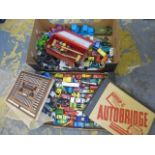 A boxed Chad Valley table croquet set, an assortment of play worn cars to include Dinky, Corgi,