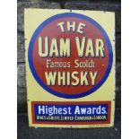An Uam Var Famous Scotch Whisky enamel sign by Emmison Bros. Manchester, in very good condition,