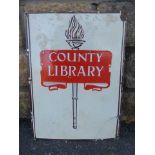 A County Library rectangular enamel sign, 13 x 18".