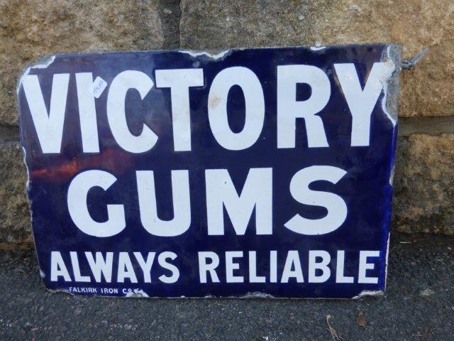 A double sided enamel sign with hanging flange advertising to one side 'Victory Chlorodyne - Image 2 of 2