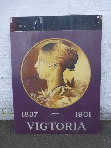 A large double sided Whitbread pub sign, 'Victoria' 1837-1901, 36 x 48".