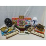 A selection of N gauge model railway items, a quantity of chess and draughts sets and a selection of