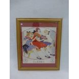 A framed and glazed Mela Koehler reproduction Clarks Shoes advertising sign 19 x 24"