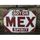 A double sided Mex Motor Spirit enamel sign lacking hanging flange, 17 x 12".