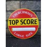 A Churchman's Top Score circular double sided enamel advertising sign by Imperial Tobacco Company,