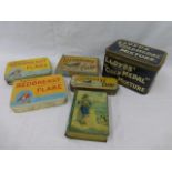 Three Ogden's Redbreast Flake tins, a cardboard box similarly labelled, a Lloyds' 'Gold Medal'