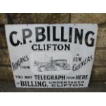 A rare C.P.Billing of Clifton, Bristol pictorial enamel sign, depicting a central horse drawn