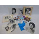 An assortment of autographs including Hinge & Bracket, Peter Gabriel, Billy Bragg, David Essex,