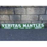 A Veritas Mantles rectangular enamel sign, 39 x 5".