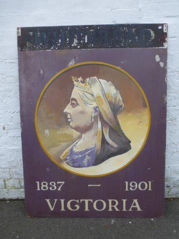A large double sided Whitbread pub sign, 'Victoria' 1837-1901, 36 x 48". - Image 2 of 2