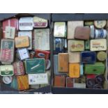 Yesterday's World Tobacconists - three boxes of assorted tobacco related tins, matches, smoking