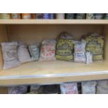 A selection of animal feed bags including Spillers and Spratt's.