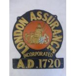 A London Assurance Incorporated embossed tin wall plaque, 10 x 11 1/2".