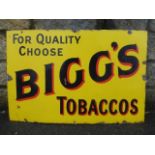 A Bigg's Tobaccos rectangular enamel sign, 30 x 20".