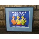 A framed Martin's Drinks of St. Leonards pictorial advertisement, 12 x 9 3/4".