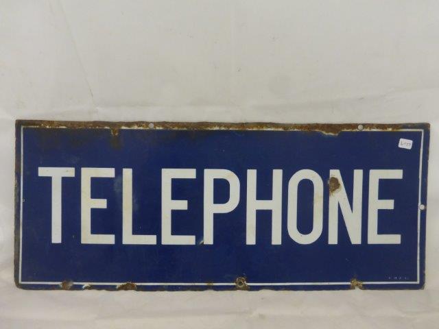 A rectangular 'Telephone' double sided enamel sign, 22 x 9".