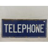 A rectangular 'Telephone' double sided enamel sign, 22 x 9".