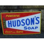 A 1980s reproduction Hudson's Soap rectangular enamel sign, 20 x 12".