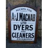 An enamel agency sign for A&J Macnab Limited Dyers and Cleaners, Edinburgh by Patent Enamel, set