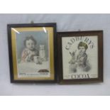 An oak framed and glazed Fry's Pure Concentrated Cocoa pictorial advertisement and one for Cadbury's