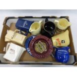 A box of assorted brewery advertising jugs and ashtrays - Haig, Murphy's, Chivas Regal, King