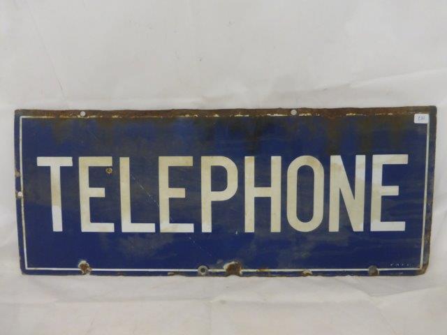 A rectangular 'Telephone' double sided enamel sign, 22 x 9". - Image 2 of 2