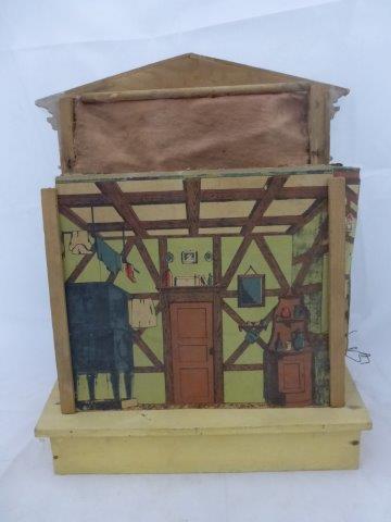 An early wooden and paper covered 'opera' theatre with many cardboard and wire controlled actors. - Image 2 of 2