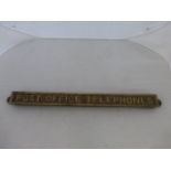 A Post Office Telephones bronze threshold plate, 19 3/4" long.