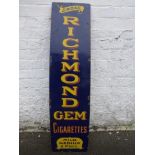 A Richmond Gem Cigarettes enamel sign, 12 x 48"