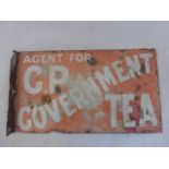 A Government Tea double sided enamel sign with hanging flange, faded, with amateur restoration 14