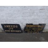 Two early delivery bicycle advertising signs 'George Lester & Co. Wine & Spirit Merchants', 22 x