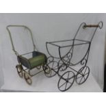 A 1950s Swallow doll's pushchair and one other with a Victorian style frame.