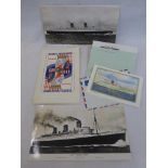 A small collection of Cunard related ephemera, including headed paper and two black and white
