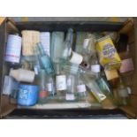 A box of glass chemist's bottles etc.